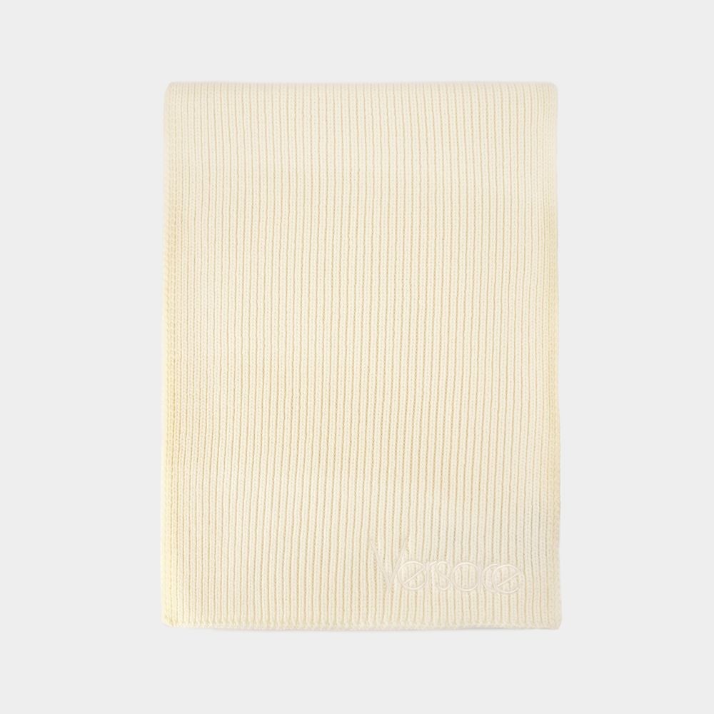 Versace Embroidery 1978 Re Ed. Logo Scarf - Cotton - Beige In Neutrals