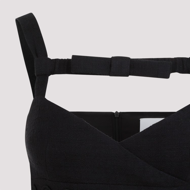 Shop Patou Contrasted Braid Bow Black Cotton Mini Dress