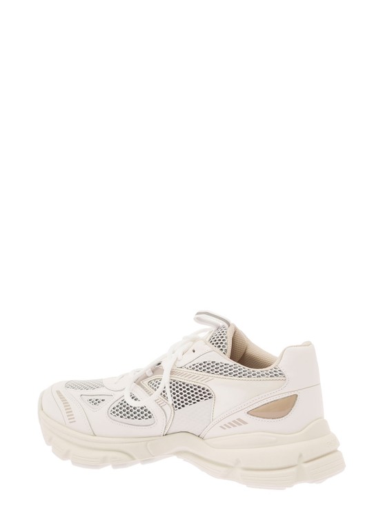 Shop Axel Arigato Marathon Runner' White Low Top Sneakers With Reflective Details In Leather Blend In Neutrals