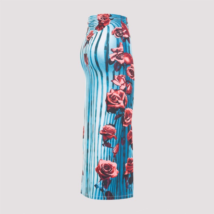Shop Jean Paul Gaultier Blue And Red Body Morphing Long Skirt