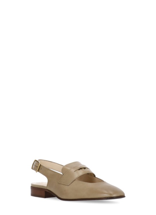 Shop Tod's Beige Smooth Leather Slingback In Brown