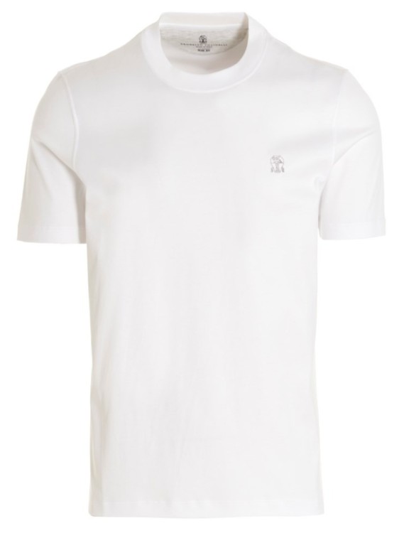 Brunello Cucinelli Logo-embroidered Cotton T-shirt In White
