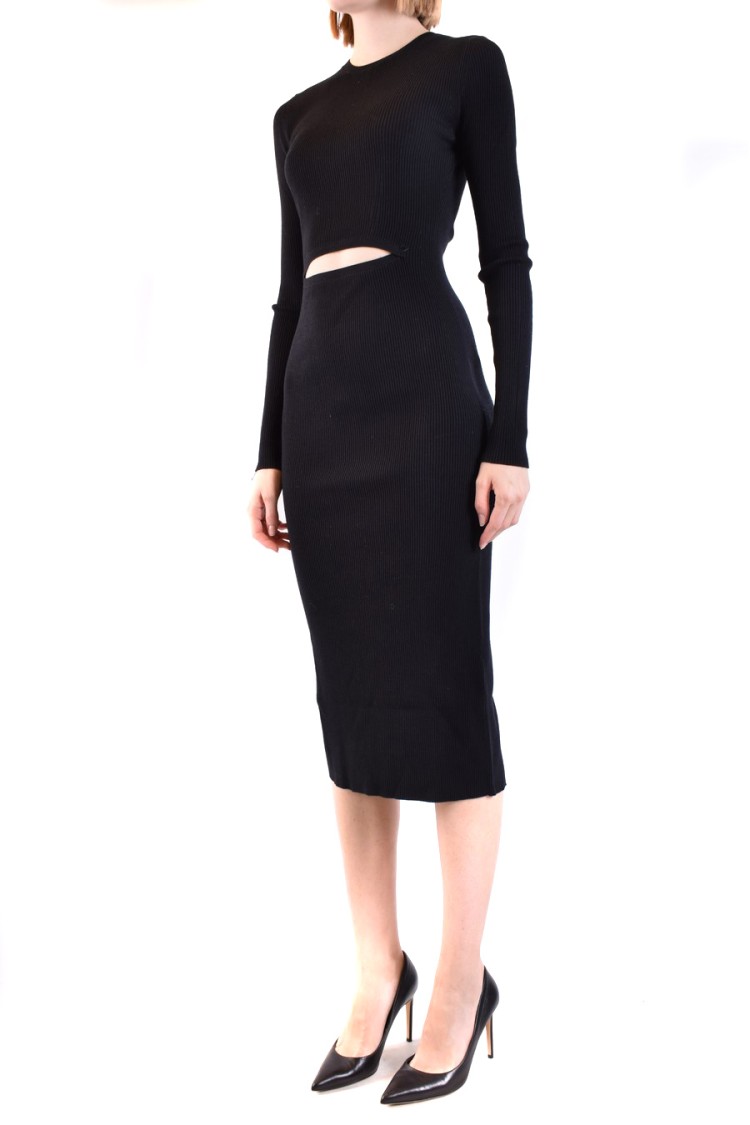 Diesel Cut Out-detail Ribbed Midi Dress In Black