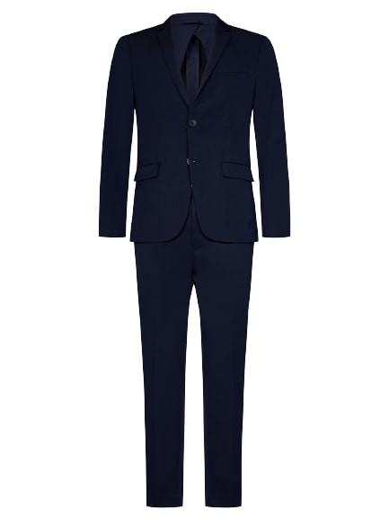 Calvin Klein Navy Blue Wool Stretch Gabardine Suit In Black