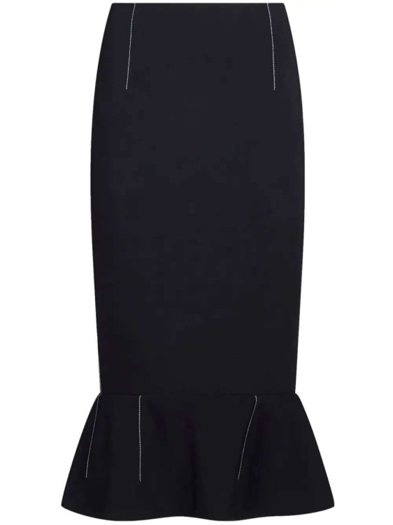Shop Marni Contrast-stitching Peplum-hem Skirt In Black