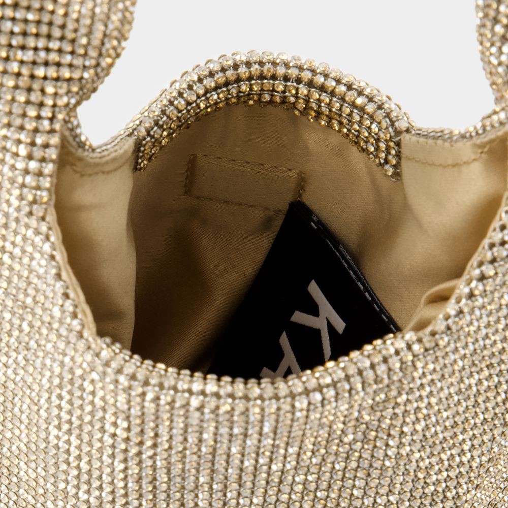 Kara Crystal Mesh Wine Cooler Shoulder Bag - - Mesh - Beige In Neutrals