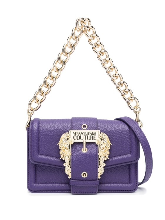 VERSACE JEANS COUTURE PURPLE HANDBAG WITH CHAIN TOP HANDLE