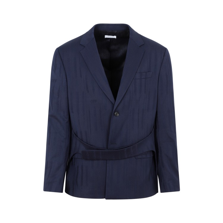 Shop Off-white Blue Wool Shibori Relaxed Jacket In Black