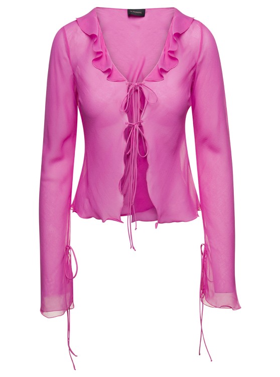 Andamane Ruffle-detail Blouse In Pink Silk