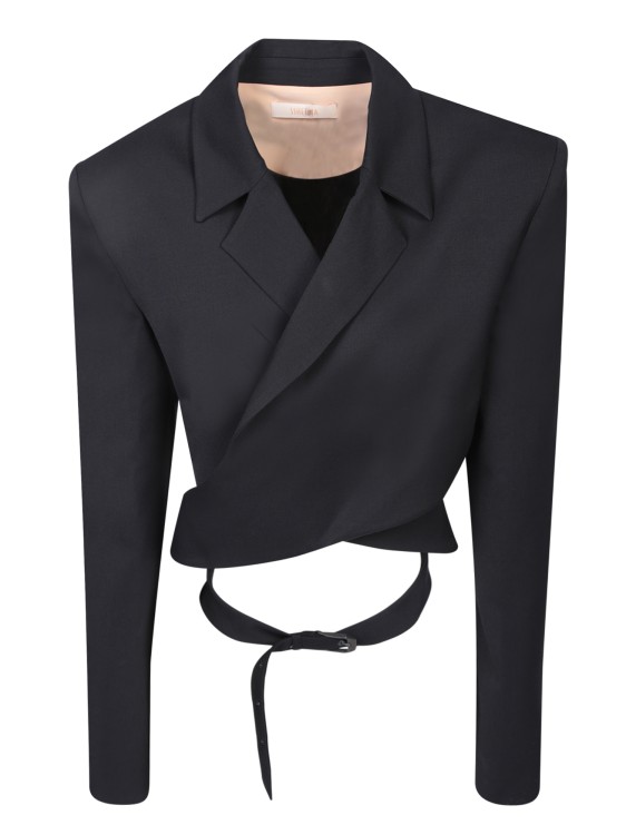 Shop Ssheena Asymmetrical Cropped Jacket With Side Buckle In Black