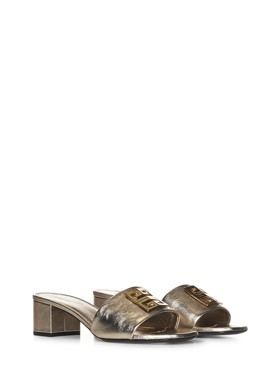 Shop Givenchy Dusty Gold Laminated Leather 4g Heel Sandals