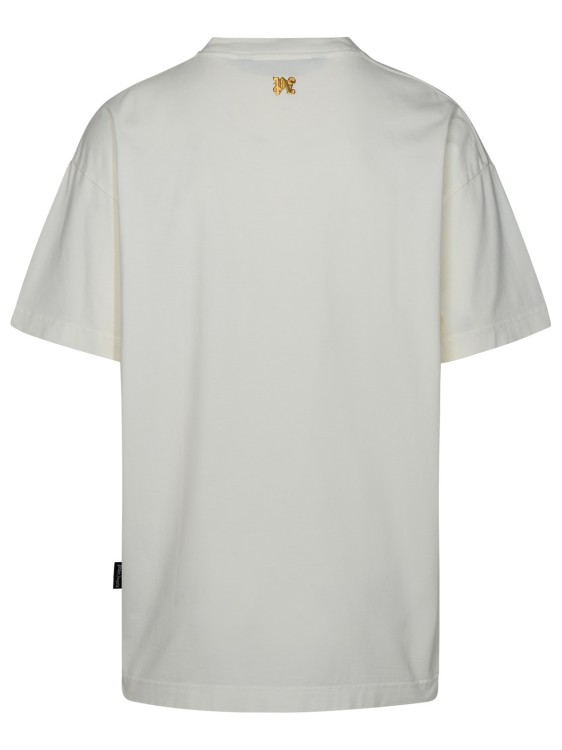 Shop Palm Angels Burning Monogram White Cotton T-shirt
