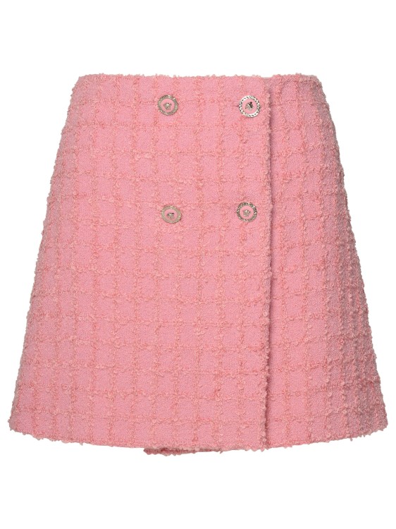Shop Versace Pink Virgin Wool Blend Skirt