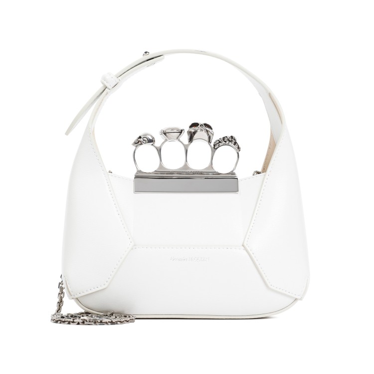 Shop Alexander Mcqueen Soft Ivory Leather Jewelled Hobo Mini Bag In White