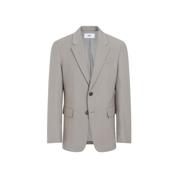 AMI ALEXANDRE MATTIUSSI AMI LIGHT TAUPE VIRGIN WOOL TWO BUTTONS JACKET 