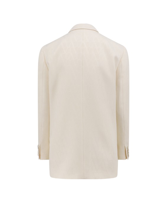 Shop Valentino Wool And Silk Blazer With Toile Iconographe Motif In Neutrals