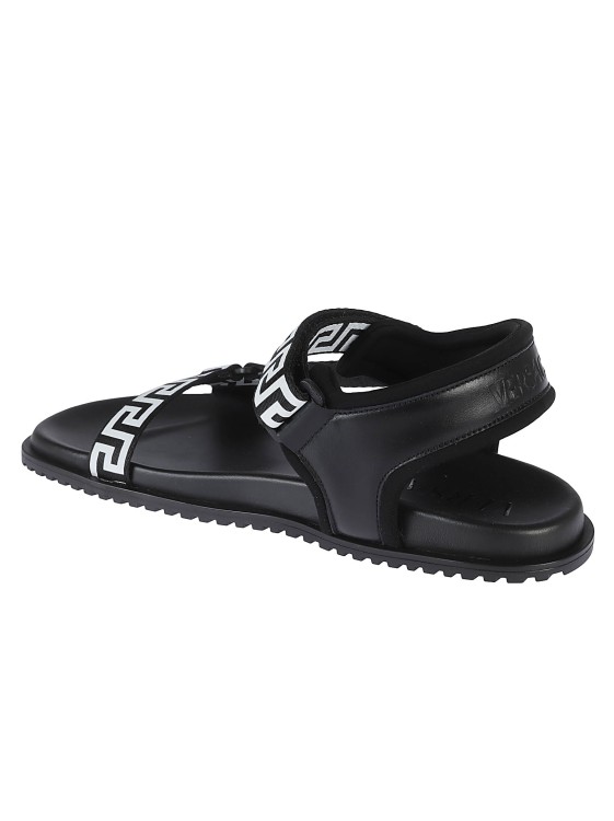 Shop Versace Greca-detail Sandals In Black