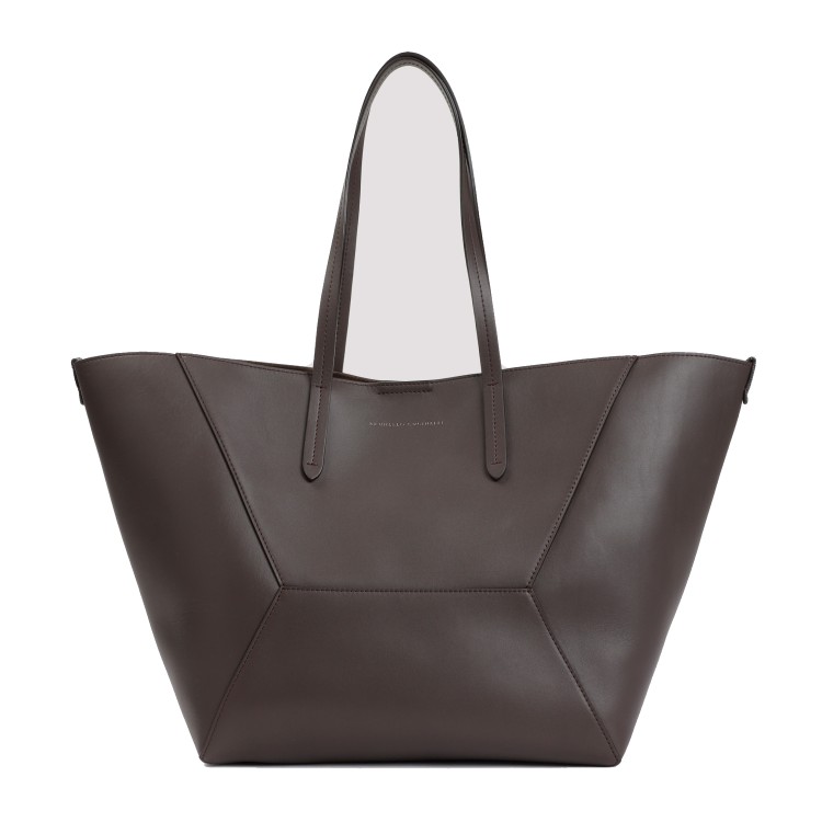 Brunello Cucinelli Leather Tote Bag In Grey