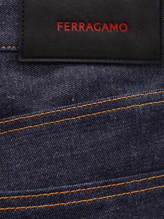 Shop Ferragamo Five Pockets Jeans With Logo Tag In Black