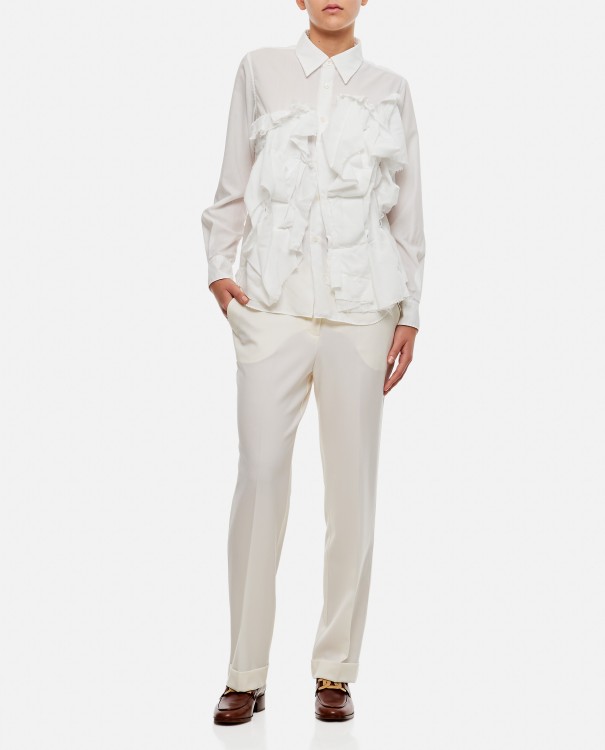 Shop Comme Des Garçons Rouched Long Sleeve Shirt In White