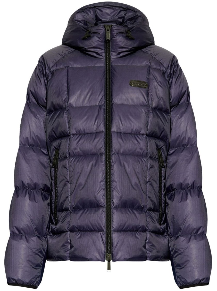 Dsquared2 Quilted Puff Coat With Hood And Relaxed Fit In Grey