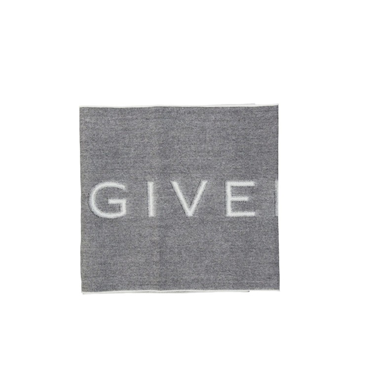 Shop Givenchy Wool Logo Scarf In Grey