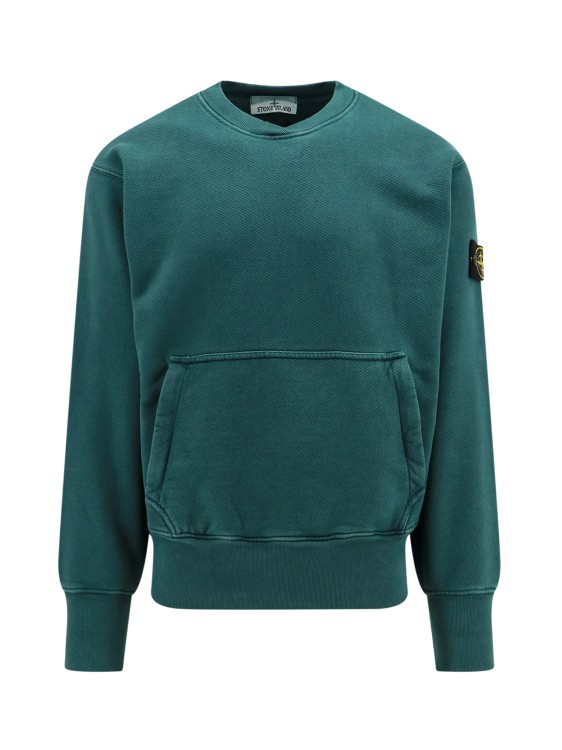Stone Island Cotton Sweatshirt With Embroidered Logo Patch In Green