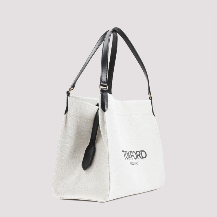 Shop Tom Ford Amalfi Rope Black Cotton Tote Bag In White