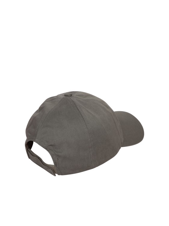 Shop Ganni Green Cotton Gabardine Baseball Cap With Embroidered Lettering Logo On Front In Grey