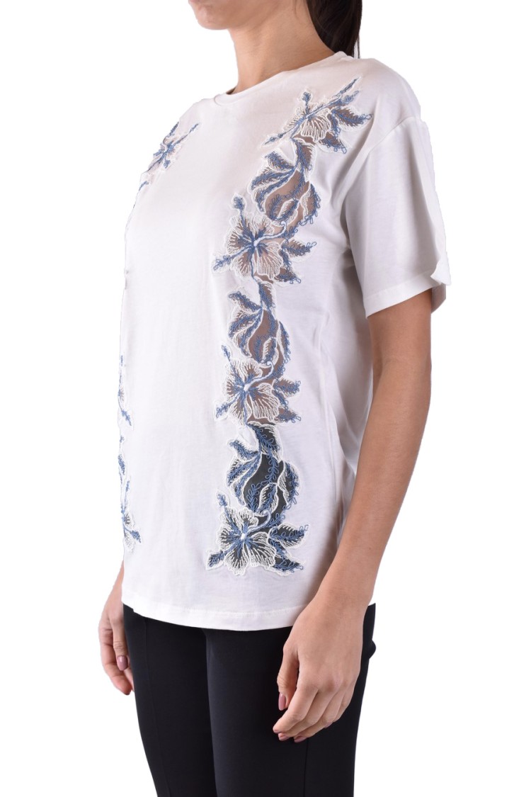 Ermanno Embroidered Cotton T-shirt With Unique Floral Design And Relaxed Fit In White