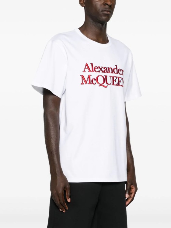 Shop Alexander Mcqueen White Logo-embroidered T-shirt