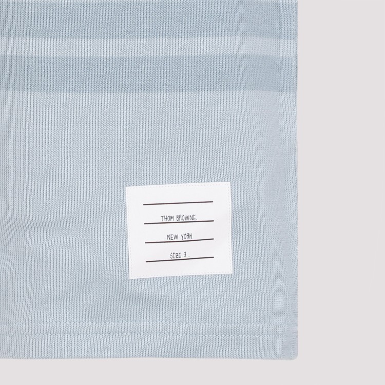 Shop Thom Browne Light Blue Cotton Denim Sweat Shorts In Grey