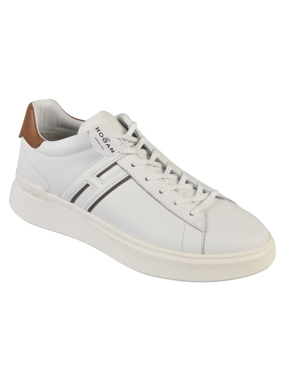 Shop Hogan White Leather Low-top Sneakers In Grey