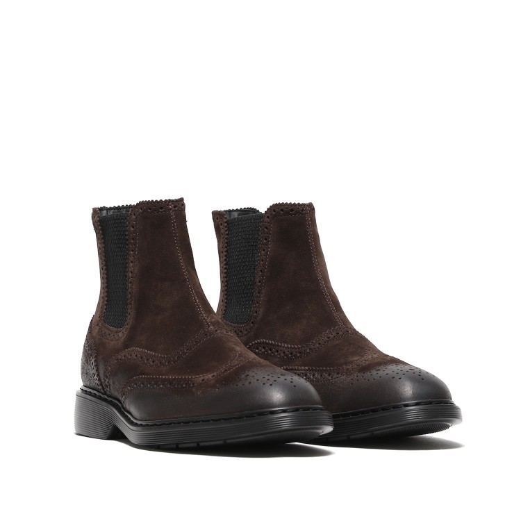 Shop Hogan Ebony Suede Ankle Boots In Brown