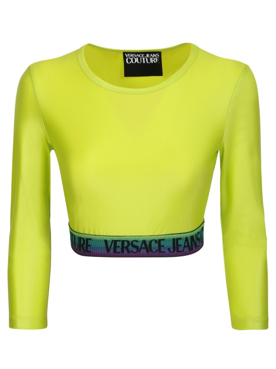 Versace Jeans Couture Logo-trim Detail Cropped Top In Neutrals