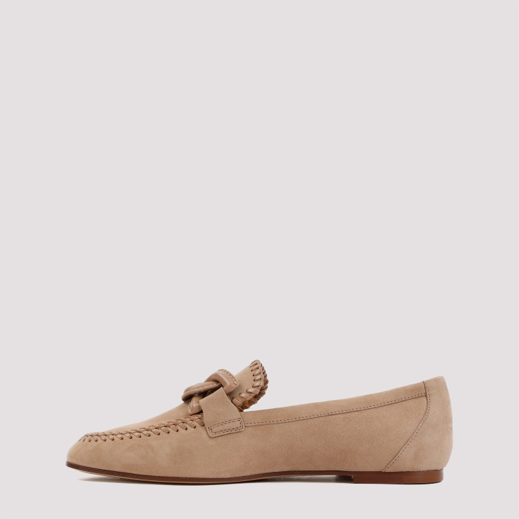 Shop Tod's Beige Suede Leather Loafers In Brown