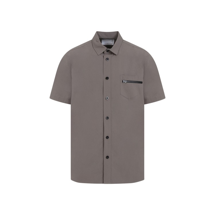 Shop Sacai Taupe Matte Taffeta Shirt In Grey