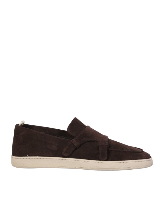 Shop Officine Creative Double Buckle Suede Moccasin In Brown
