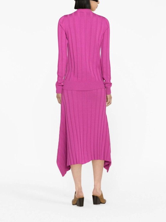 Shop Stella Mccartney Pink Asymmetric Rib Knit Sweater