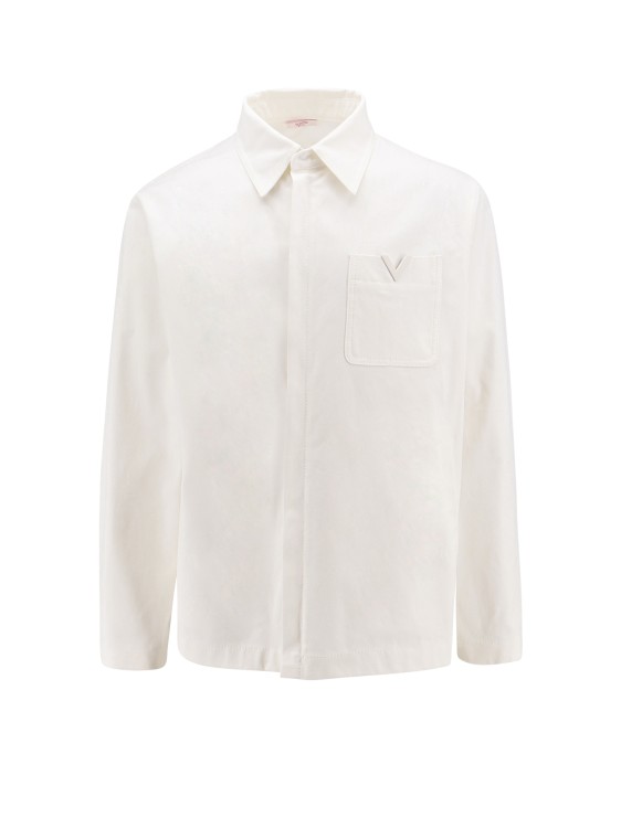 VALENTINO COTTON JACKET WITH FRONTAL V DETAIL