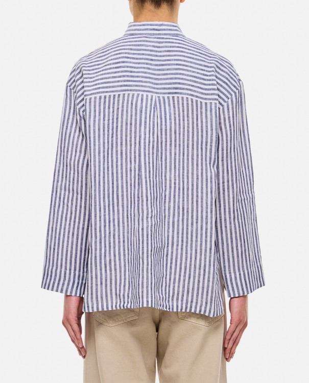 Shop Max Mara Renania Striped Linen Shirt In Blue