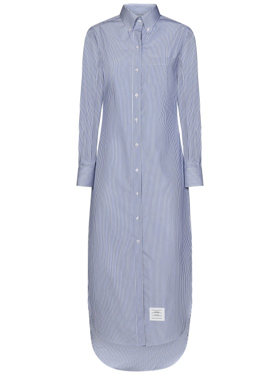 Shop Thom Browne Poplin Shirtdress Maxi Dress In Blue