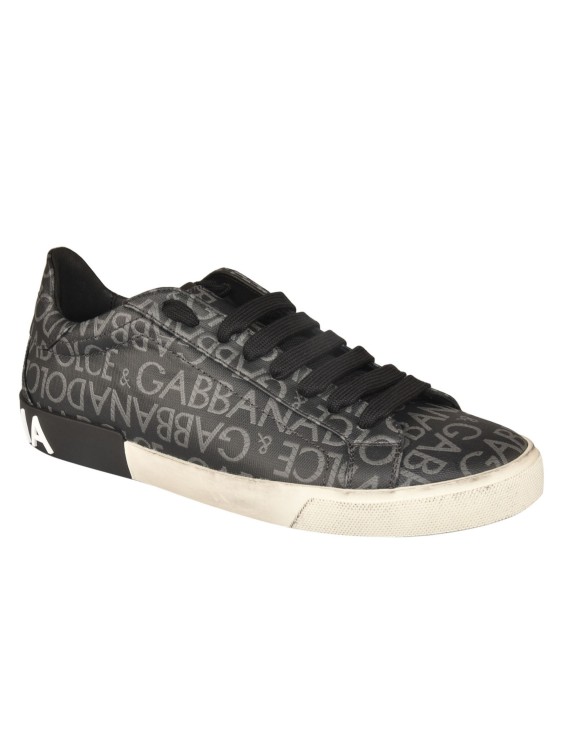 Shop Dolce & Gabbana Portofino Logo-print Sneakers In Grey