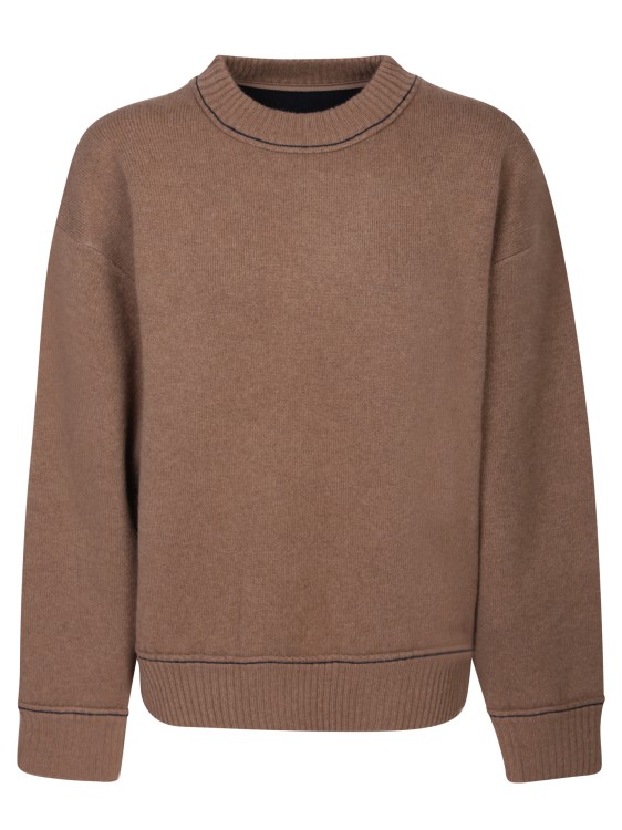 Sacai Roundneck Sweater In Brown