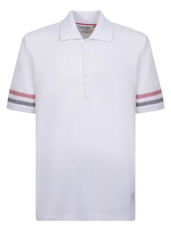 Shop Thom Browne Short Sleeves With Rwb Stripe Detail On The Sleeve In White