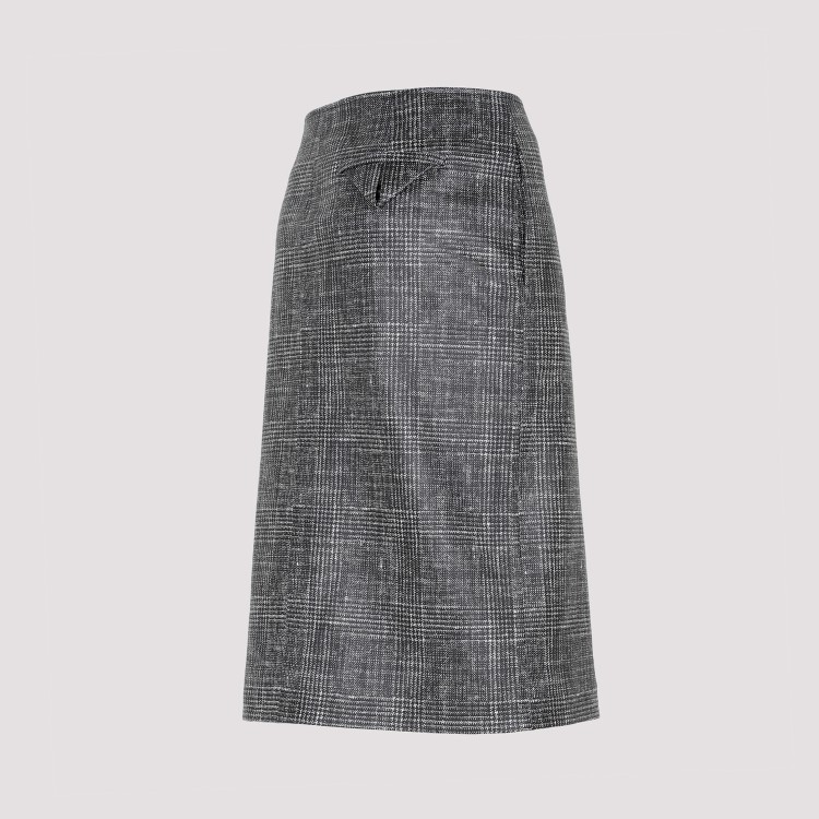 Shop Bottega Veneta Black Printed Leather Midi Skirt In Grey