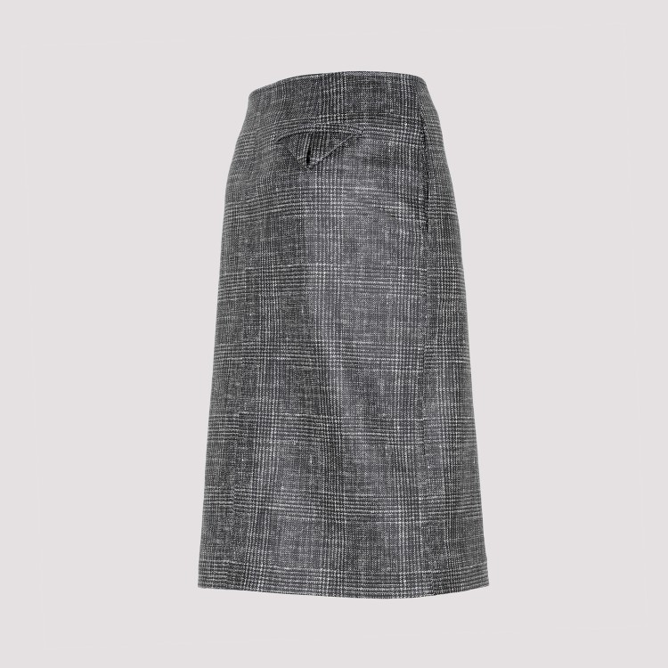 Bottega Veneta Stylish Black Printed Leather Midi Skirt For Women From Ss23 Collection In Grey