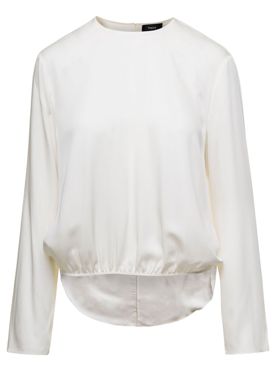THEORY ROUND NECK WIDE TIE BLOUSE