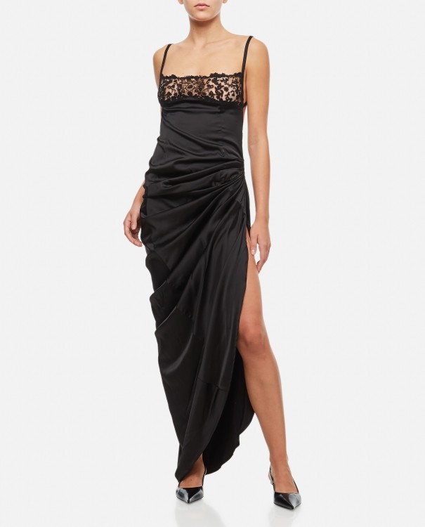 Shop Jacquemus La Saudade Longue Brodée Stretch Viscose Long Dress In Black