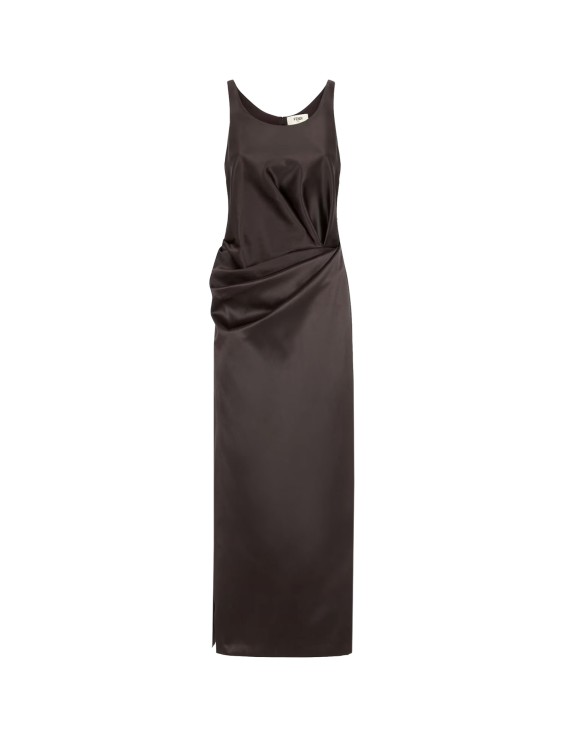 Shop Fendi Brown Cotton And Silk Dress